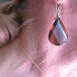 Smokey Quartz & Silver hoop earrings Pear Shaped